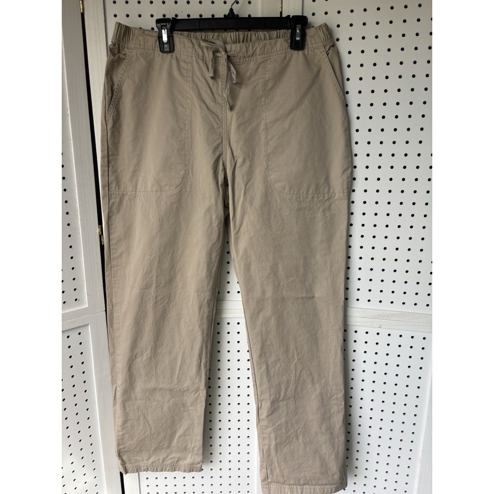 Vermont Country Store Women's M Beige Khaki Pull On Lightweight Pants Drawstring